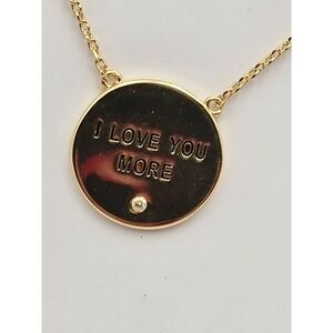 Belk Gold Tone "I Love You More" Pendant‎ Necklace Sparkling Heart Charm